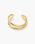 Gold open ring on a white background