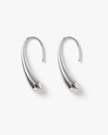 Pair of silver hoop earrings on a white background