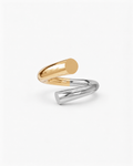 Two-toned gold and silver ring on a white background
