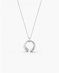 Silver necklace with a unique pendant on a white background