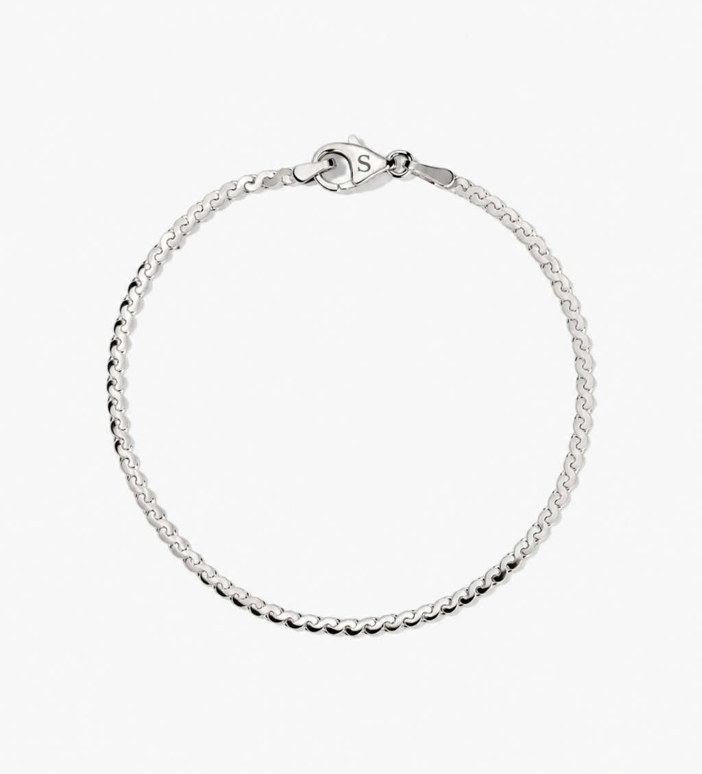 Silver bracelet on a white background