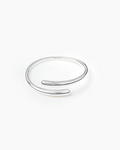 Silver open bangle on a white background